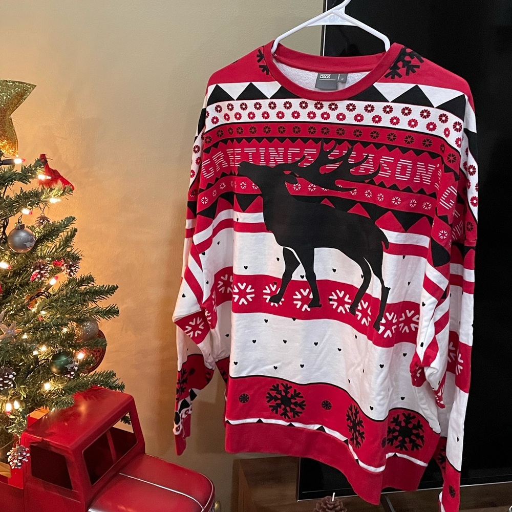 ASOS men’s red white holiday sweater